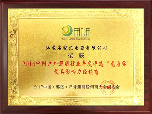 2016中國(guó)戶外照明行業(yè)年度評(píng)選“龍鼎獎(jiǎng)”最具影響力經(jīng)銷商