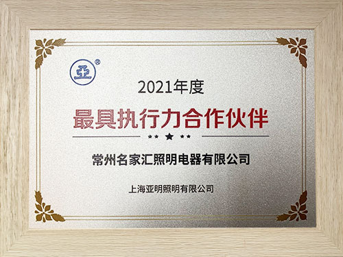 2021年度上海亞明最具執(zhí)行力合作伙伴